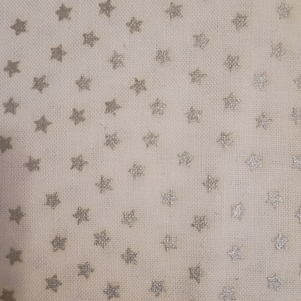 Silver Star Print on Cream Fabric